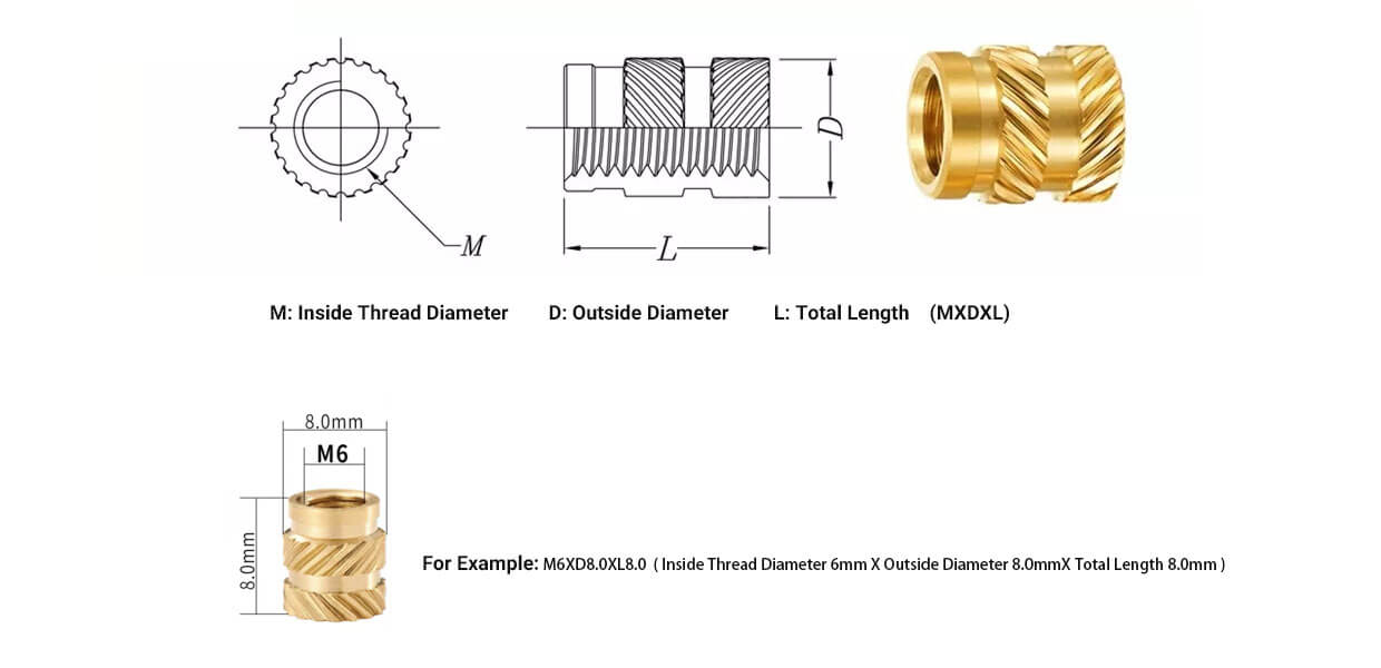 custom brass hot melt knurled threaded inserts nuts technical data